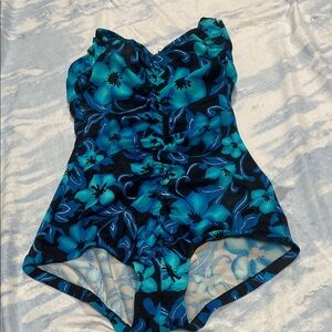 Maxine of Hollywood Blue Floral Swimsuit